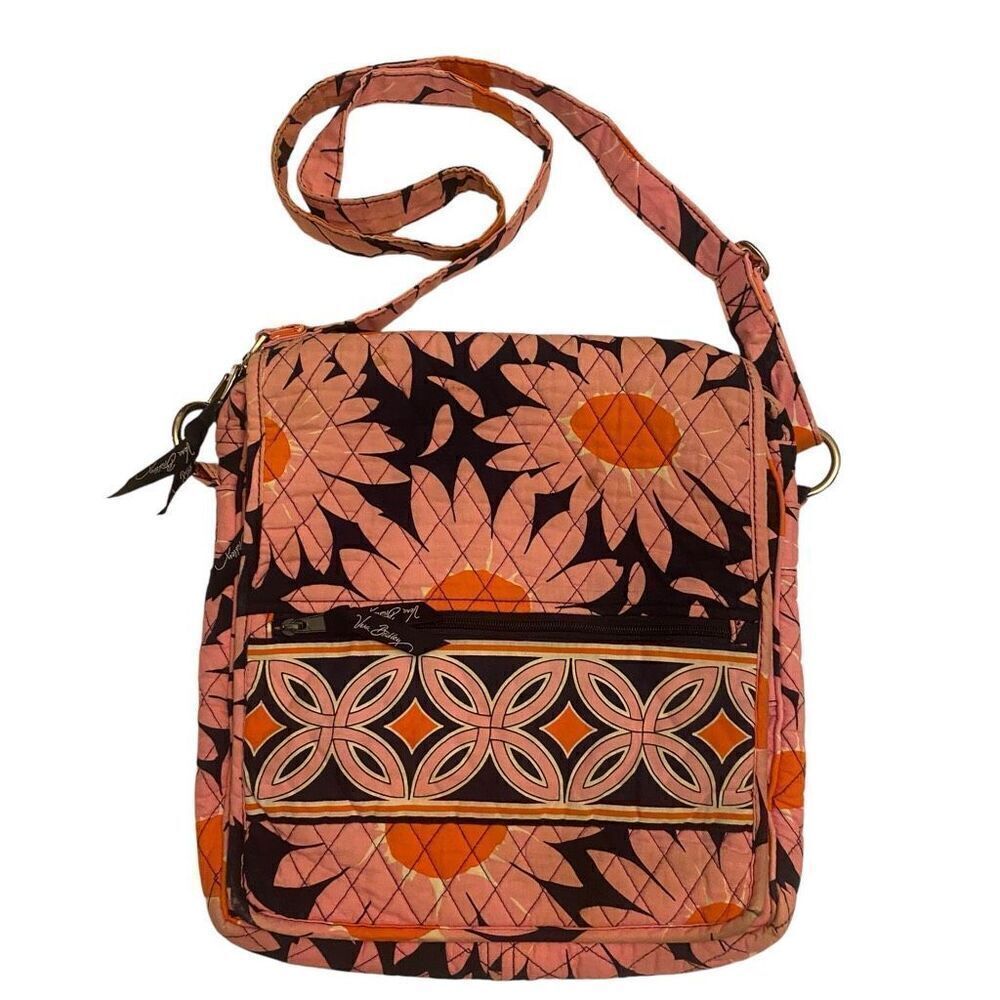 Vera Bradley‎ Loves Me Pink and Navy Messenger Shoulder Bag